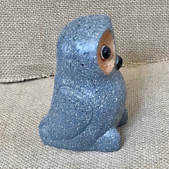 Speckled Gray Owl Figurine Kitsch Dark Academia Fairy Core Woodland Whimsical - Picture 2 of 6